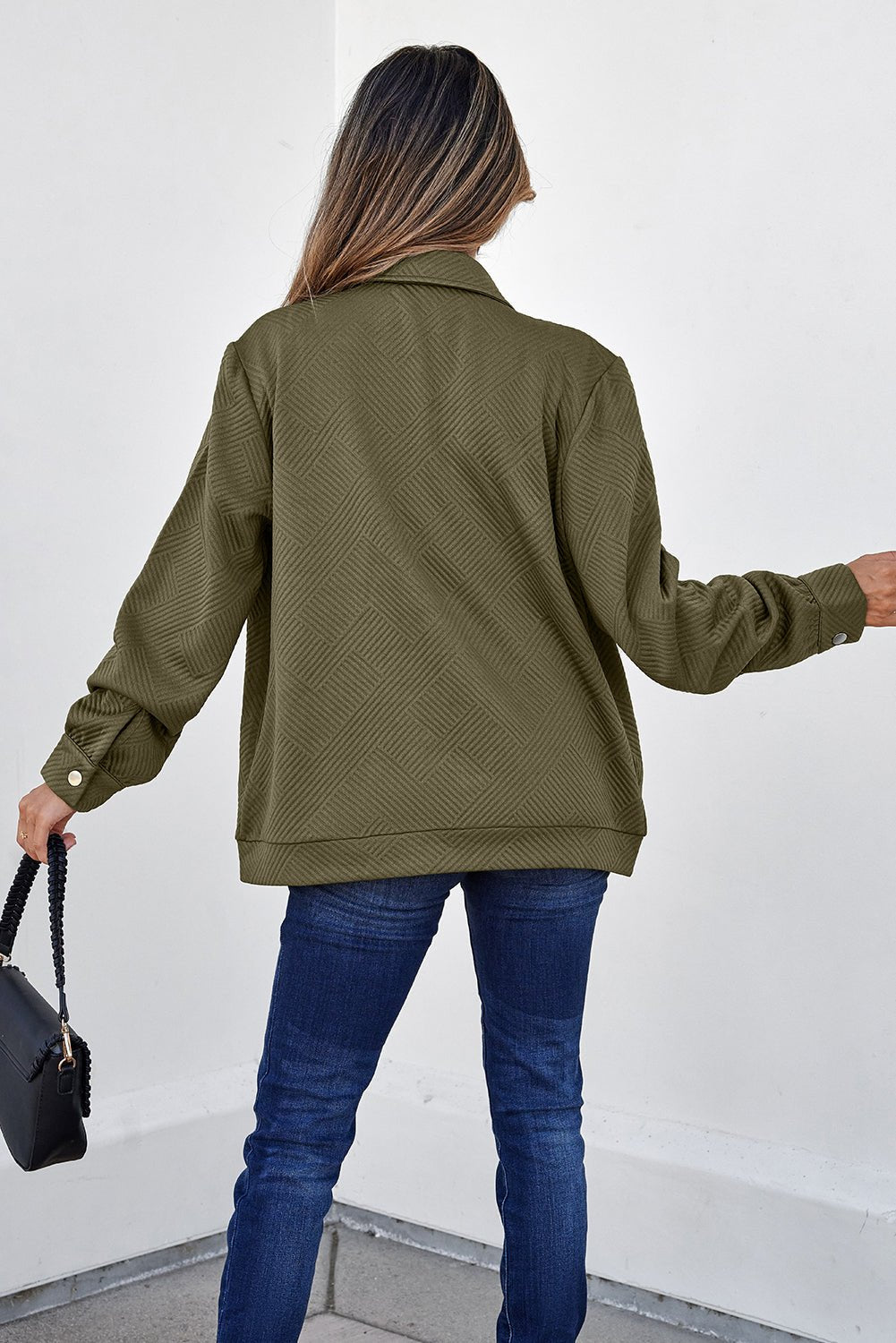 Solid Flap Pocket Shirt Collar Zip Up Jacket - Rooted & Reckless Co.