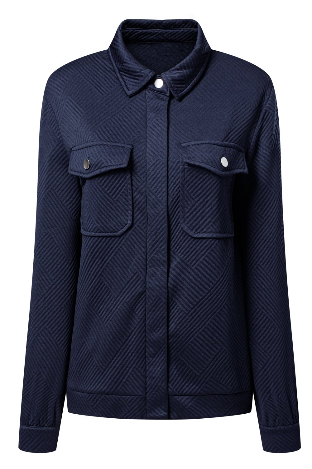 Solid Flap Pocket Shirt Collar Zip Up Jacket - Rooted & Reckless Co.