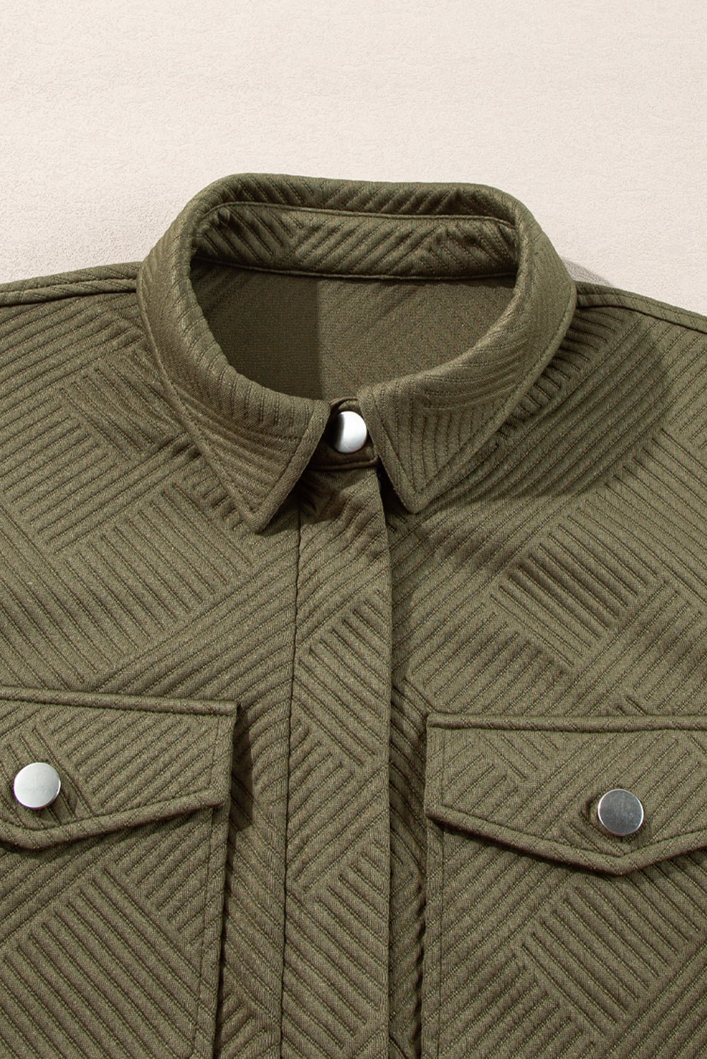 Solid Flap Pocket Shirt Collar Zip Up Jacket - Rooted & Reckless Co.