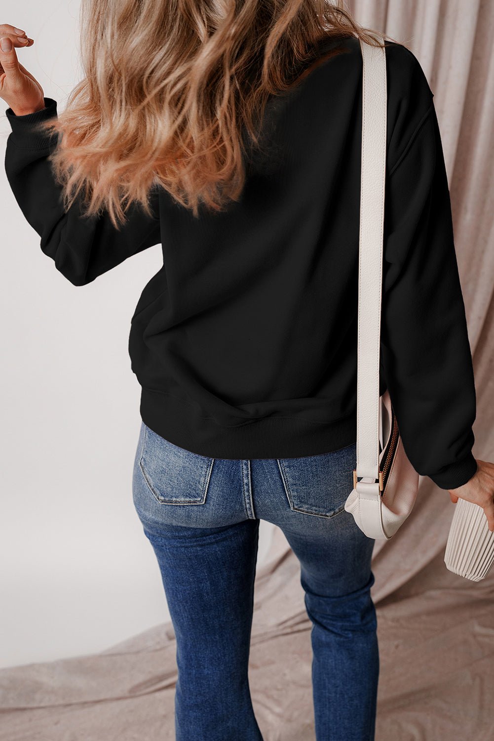 Solid Fleece Lined Drop Shoulder Terry Sweatshirt - Rooted & Reckless Co.