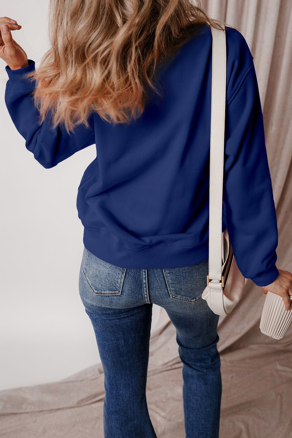 Solid Fleece Lined Drop Shoulder Terry Sweatshirt - Rooted & Reckless Co.