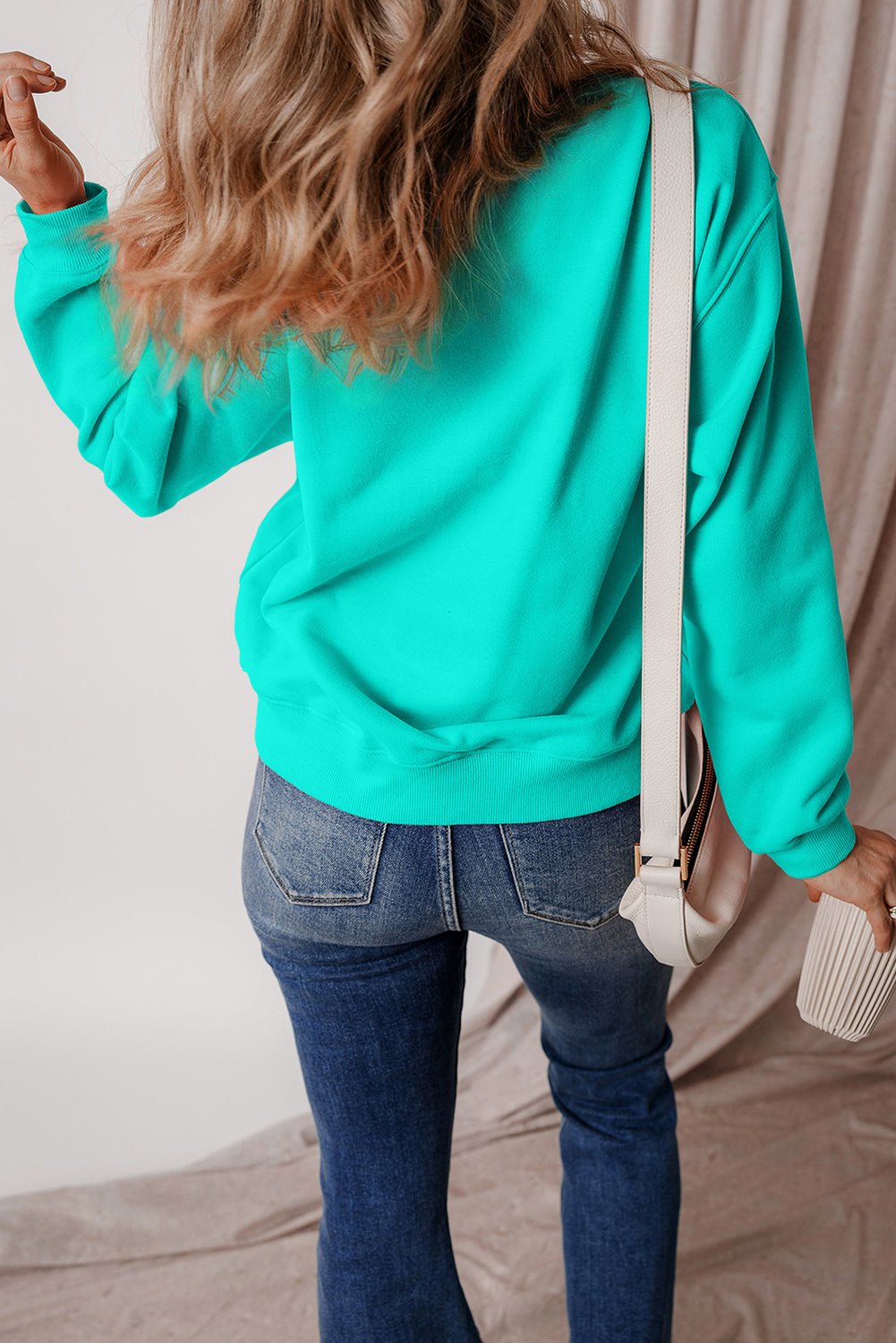 Solid Fleece Lined Drop Shoulder Terry Sweatshirt - Rooted & Reckless Co.