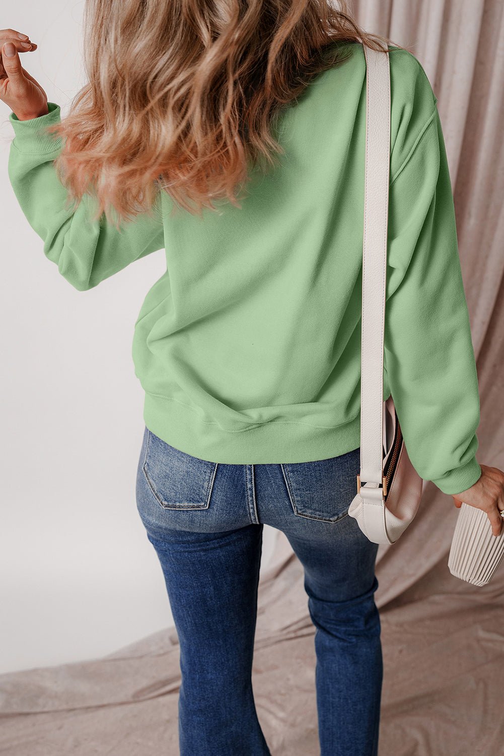 Solid Fleece Lined Drop Shoulder Terry Sweatshirt - Rooted & Reckless Co.