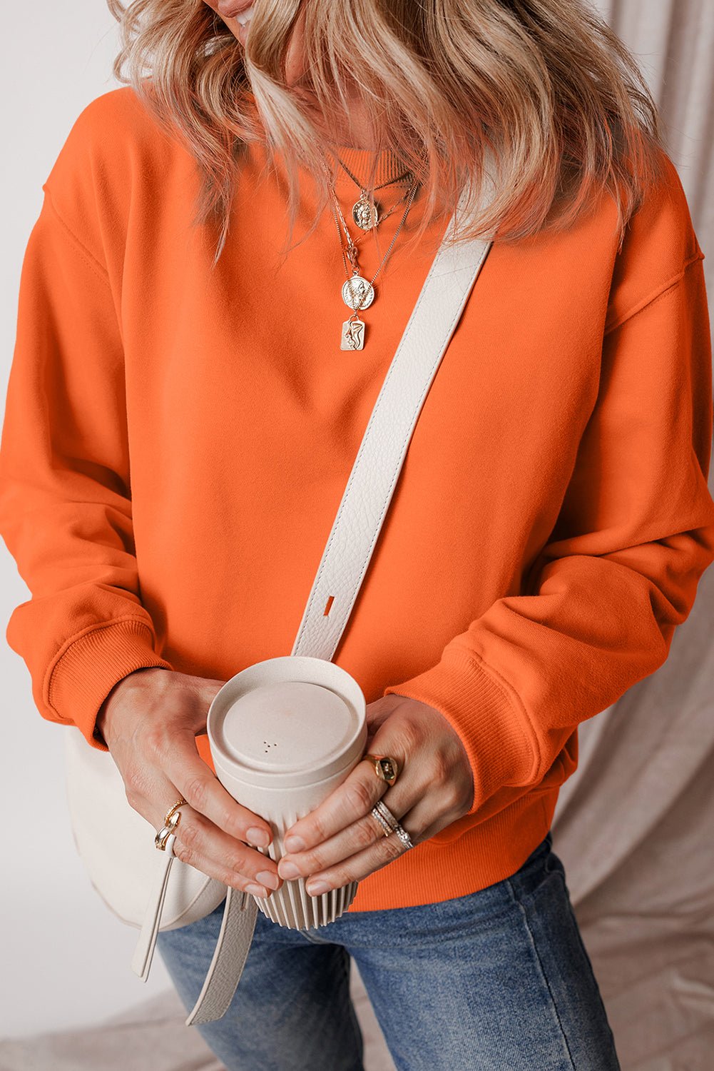 Solid Fleece Lined Drop Shoulder Terry Sweatshirt - Rooted & Reckless Co.
