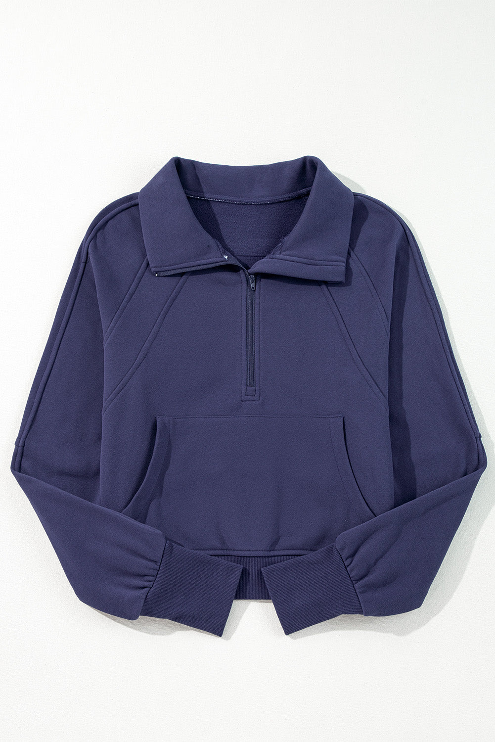 Solid Fleece-Lined Half-Zip Up Collar Sweatshirt - Rooted & Reckless Co.