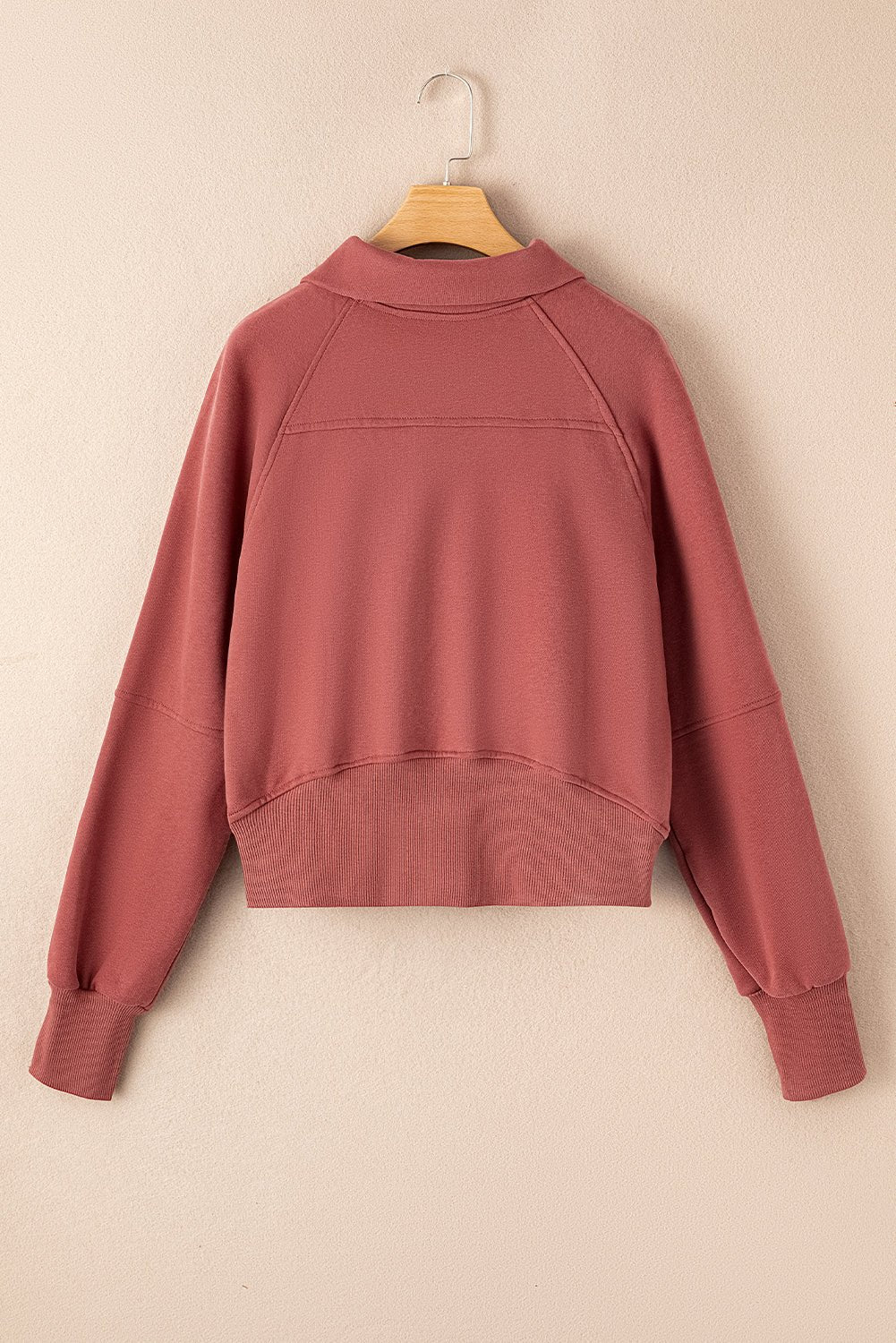 Solid Fleece-Lined Half-Zip Up Collar Sweatshirt - Rooted & Reckless Co.