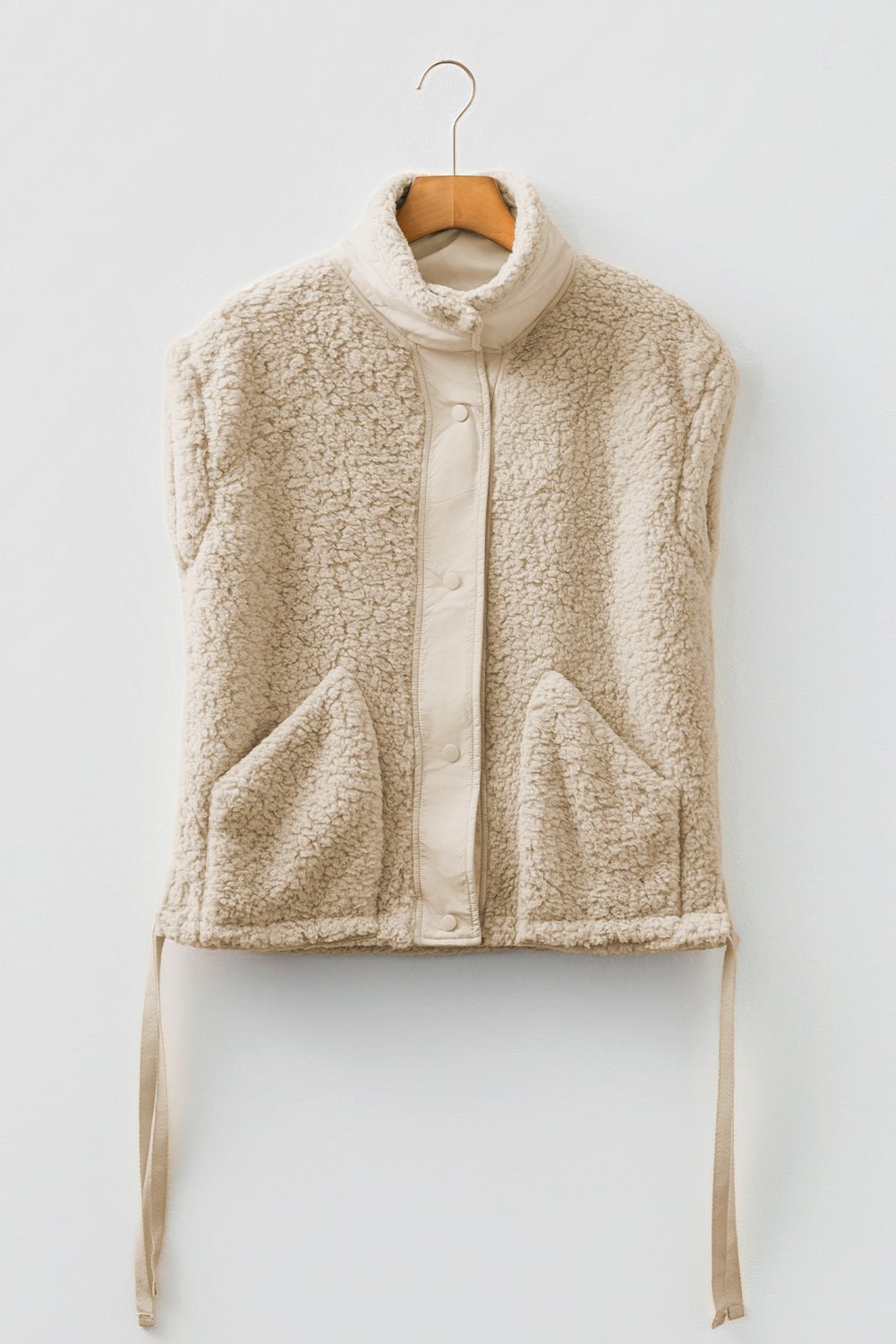 Solid Fleece Snap Button Side Tie Vest - Rooted & Reckless Co.