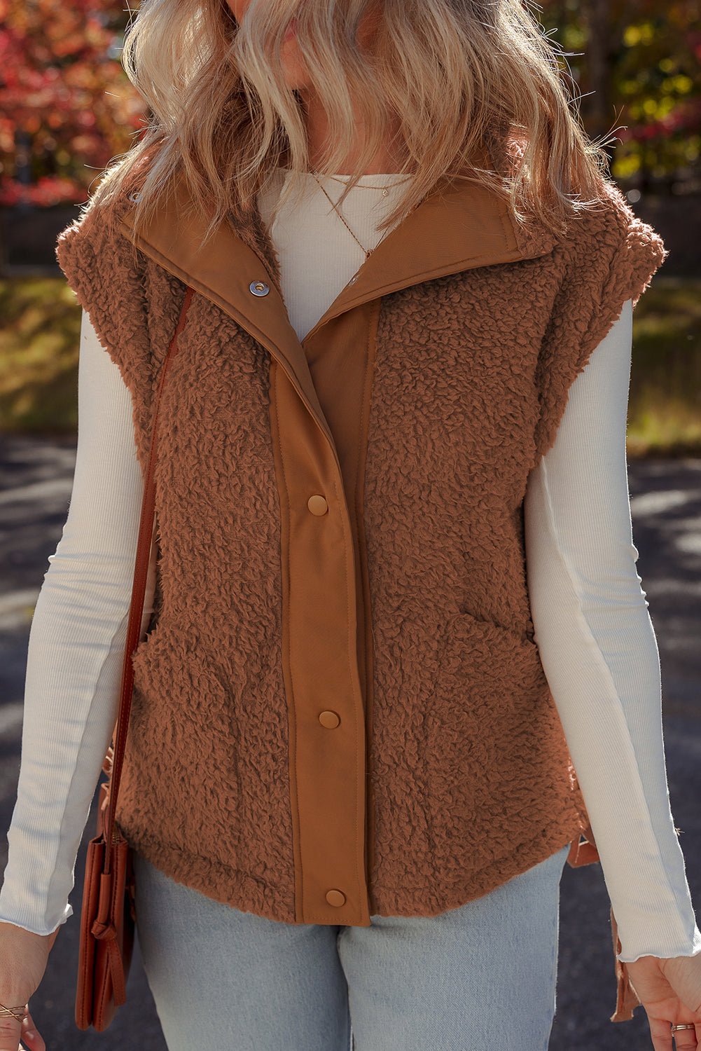 Solid Fleece Snap Button Side Tie Vest - Rooted & Reckless Co.
