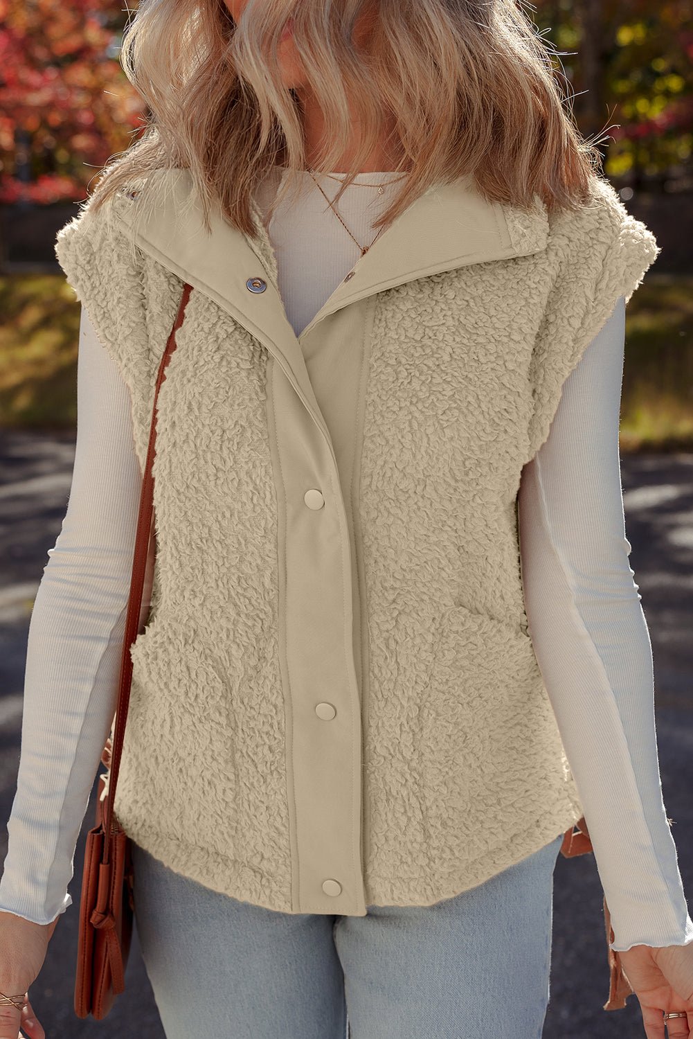 Solid Fleece Snap Button Side Tie Vest - Rooted & Reckless Co.