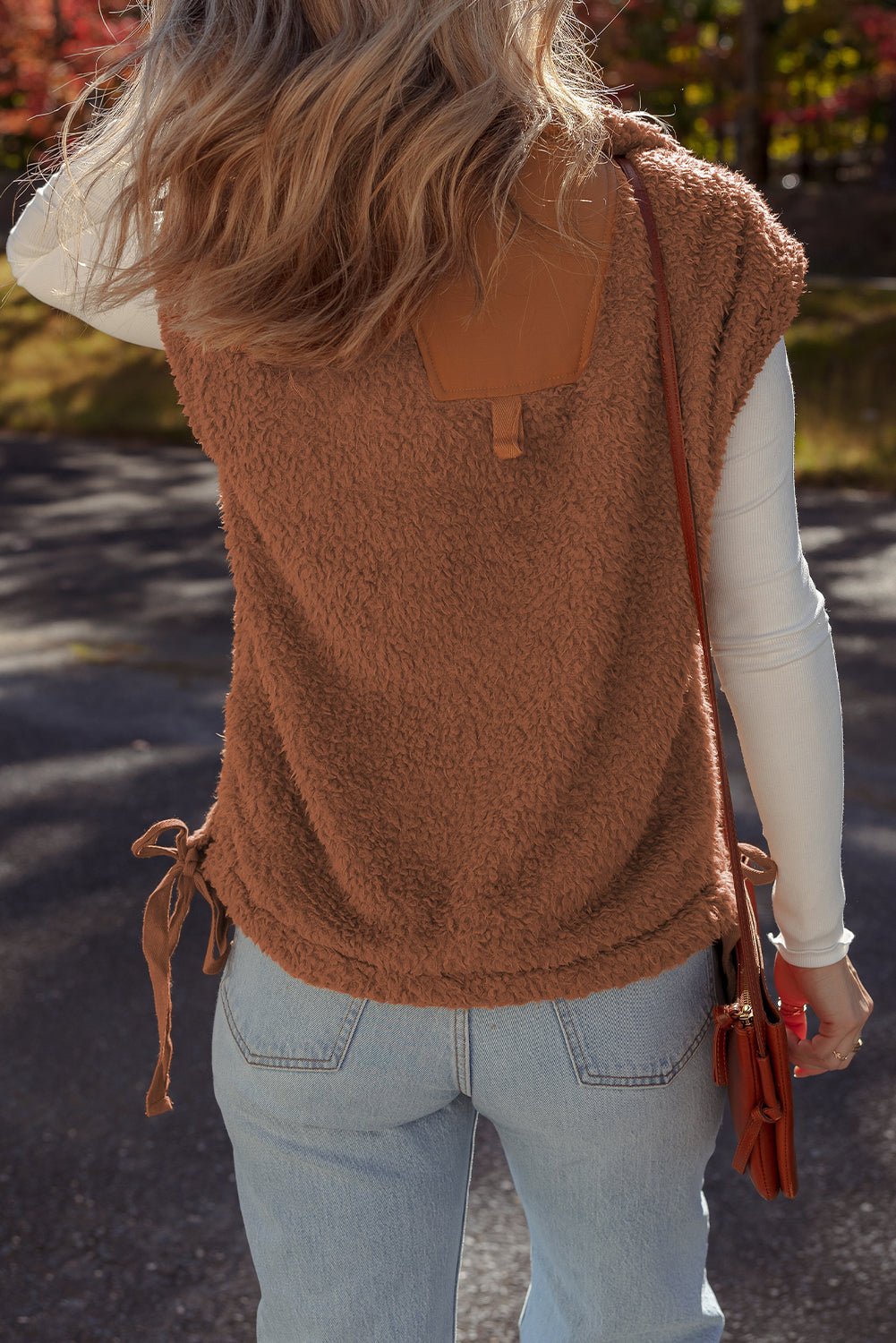 Solid Fleece Snap Button Side Tie Vest - Rooted & Reckless Co.