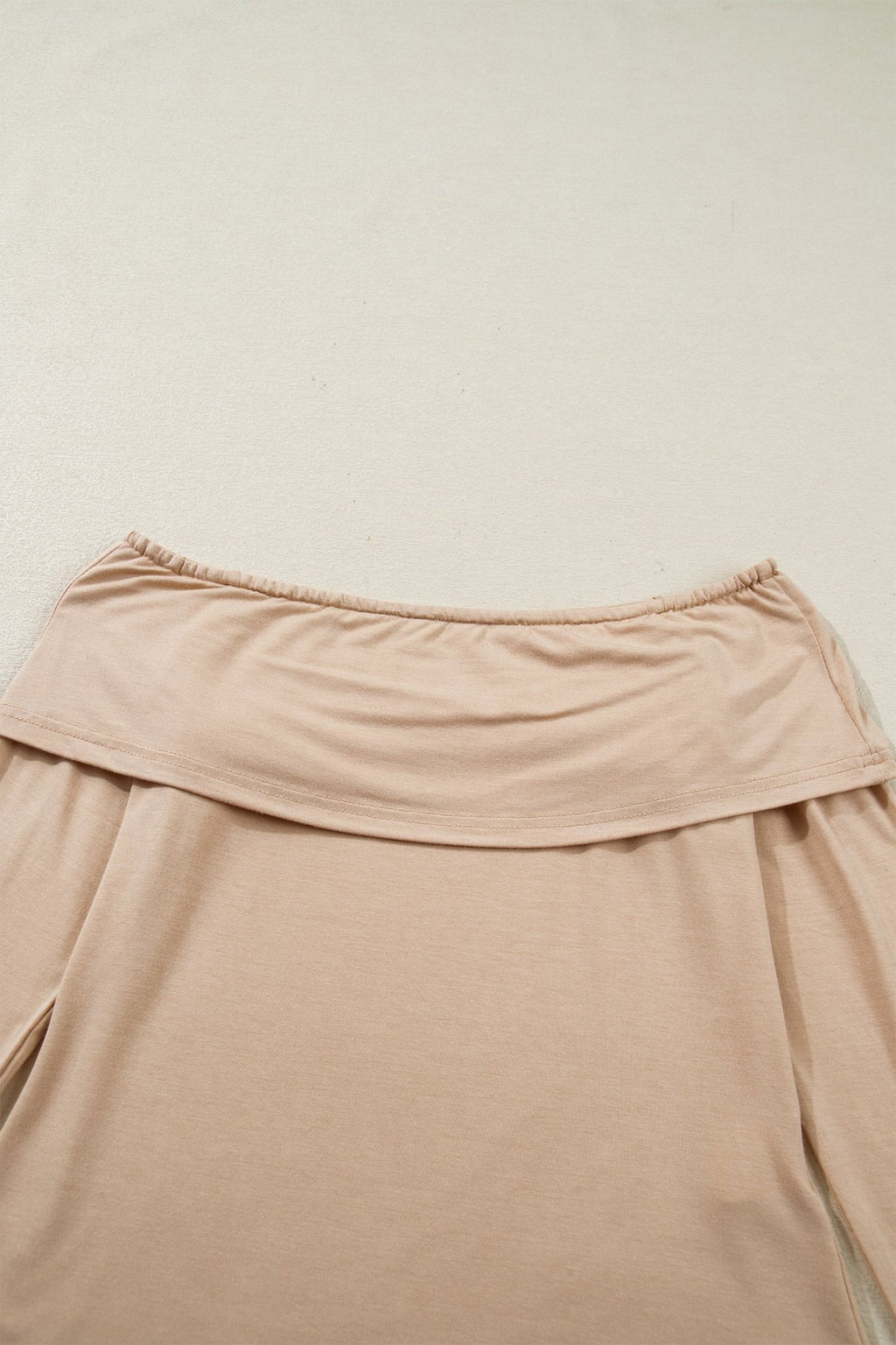 Solid Fold-Over Off-Shoulder Long Sleeve Top - Rooted & Reckless Co.