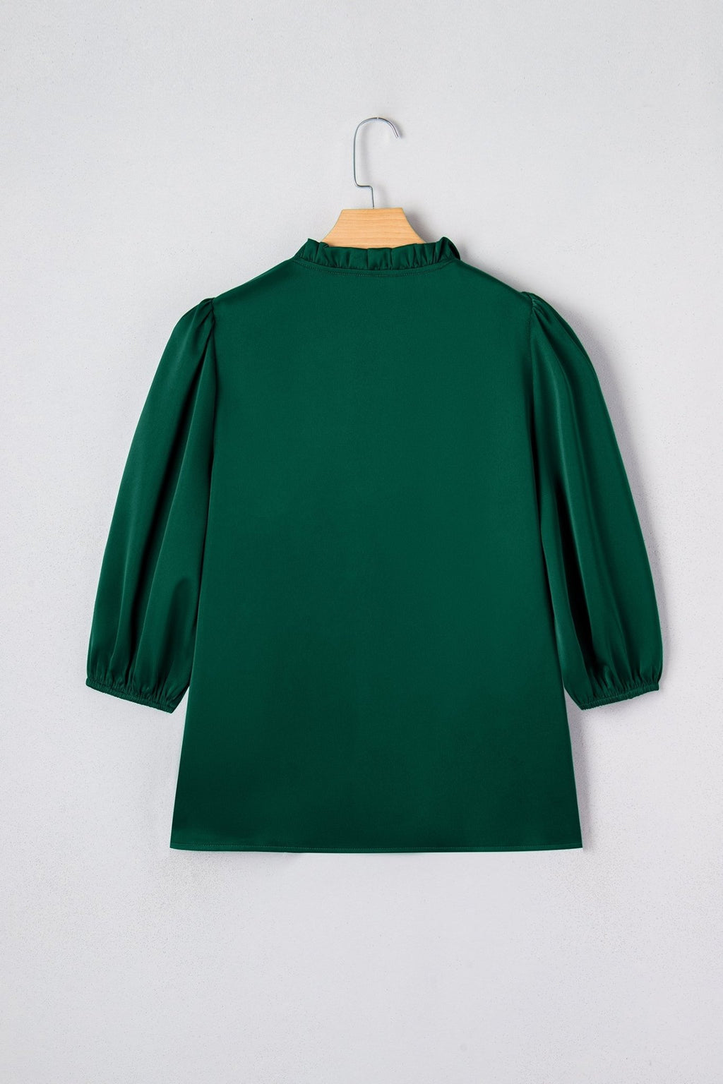 Solid Frilled Bow Tie V-Neck 3/4 Sleeve Blouse - Rooted & Reckless Co.
