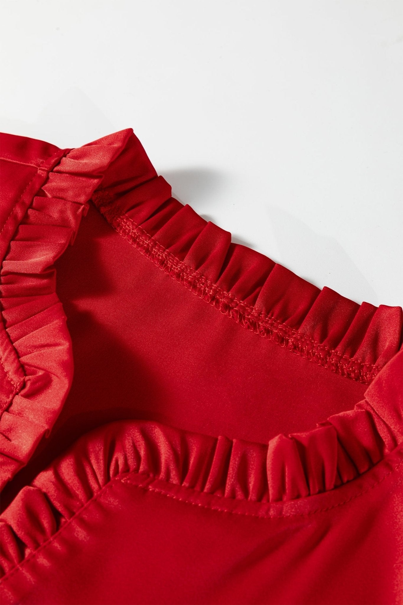 Solid Frilled Bow Tie V-Neck 3/4 Sleeve Blouse - Rooted & Reckless Co.
