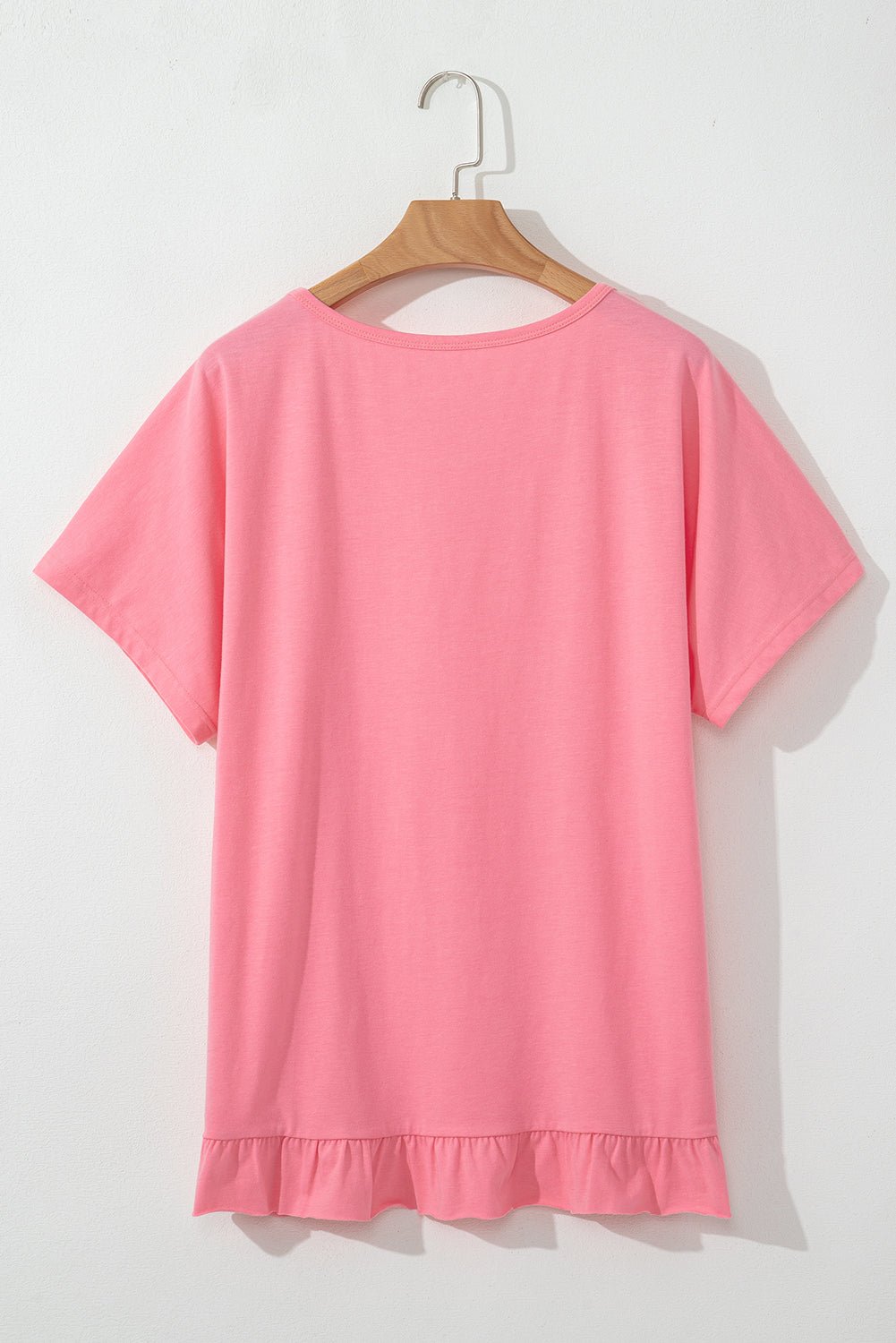 Solid Frilled Hem Short Sleeve T-Shirt - Rooted & Reckless Co.