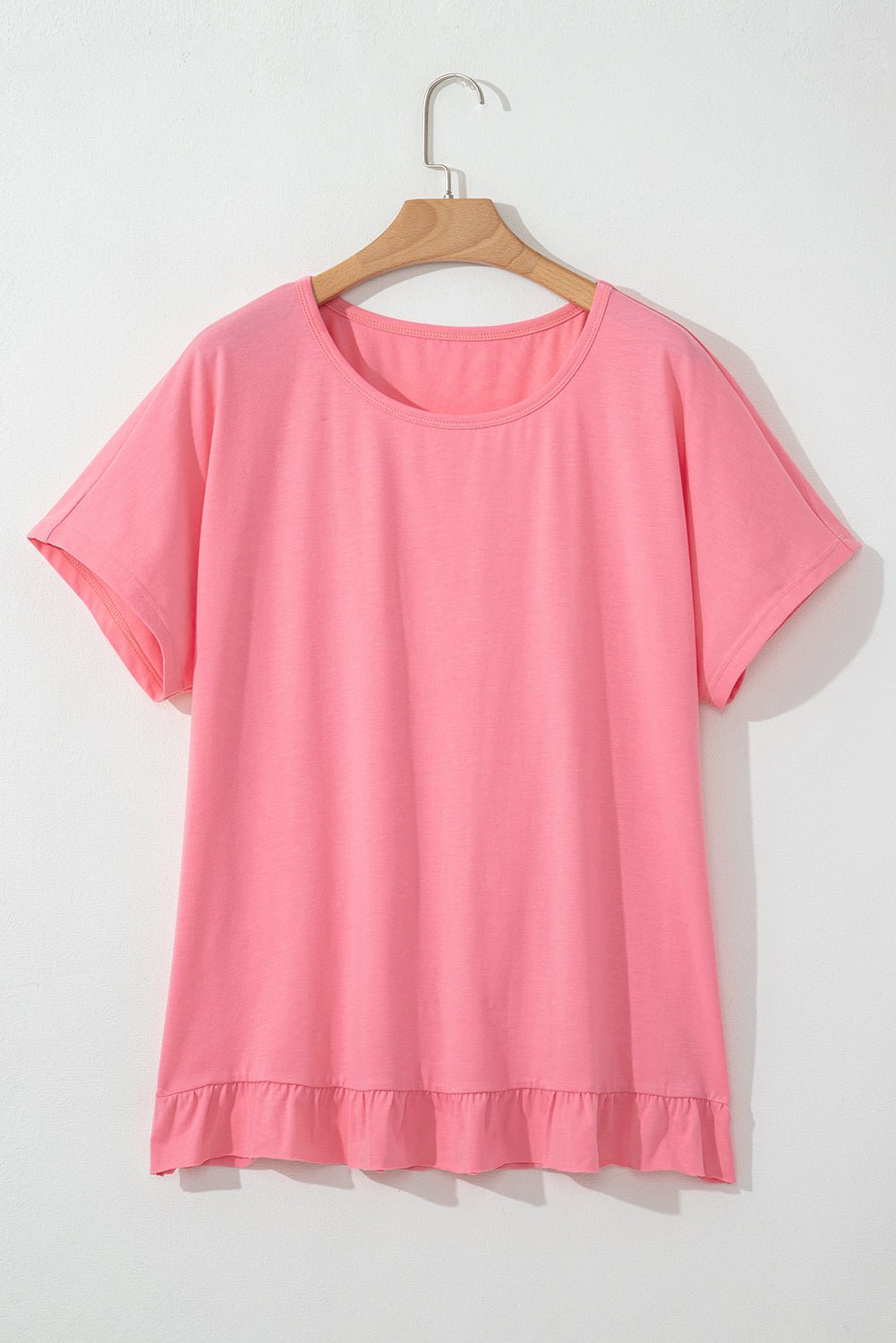 Solid Frilled Hem Short Sleeve T-Shirt - Rooted & Reckless Co.