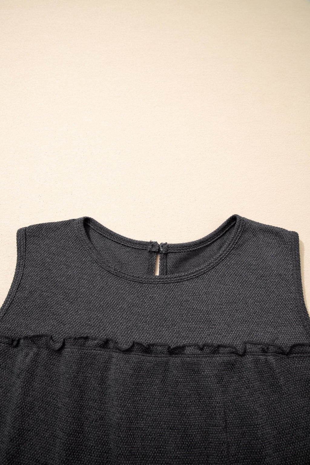 Solid Frilled Ruffle Tiered Tank Top - Rooted & Reckless Co.