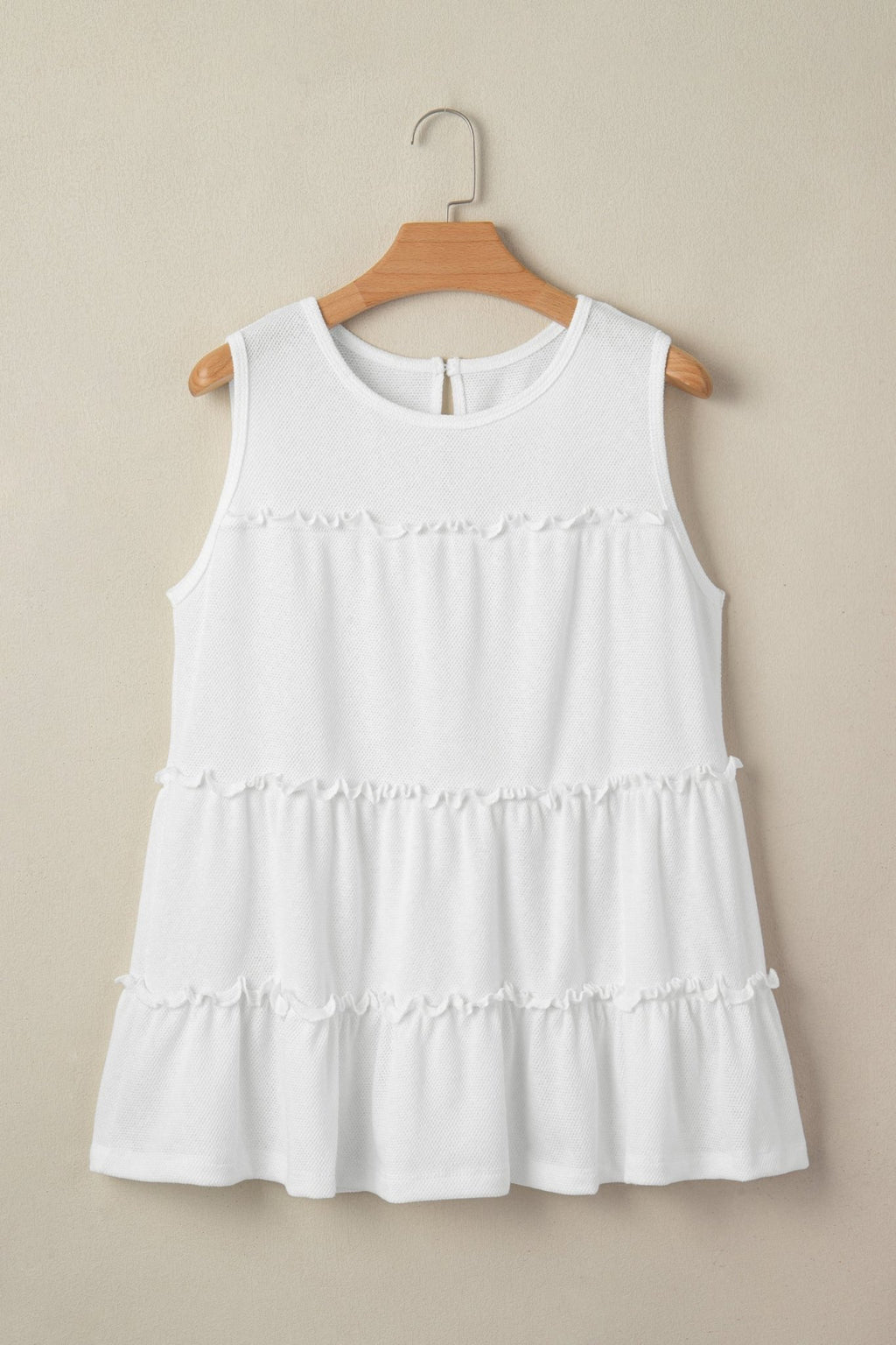 Solid Frilled Ruffle Tiered Tank Top - Rooted & Reckless Co.