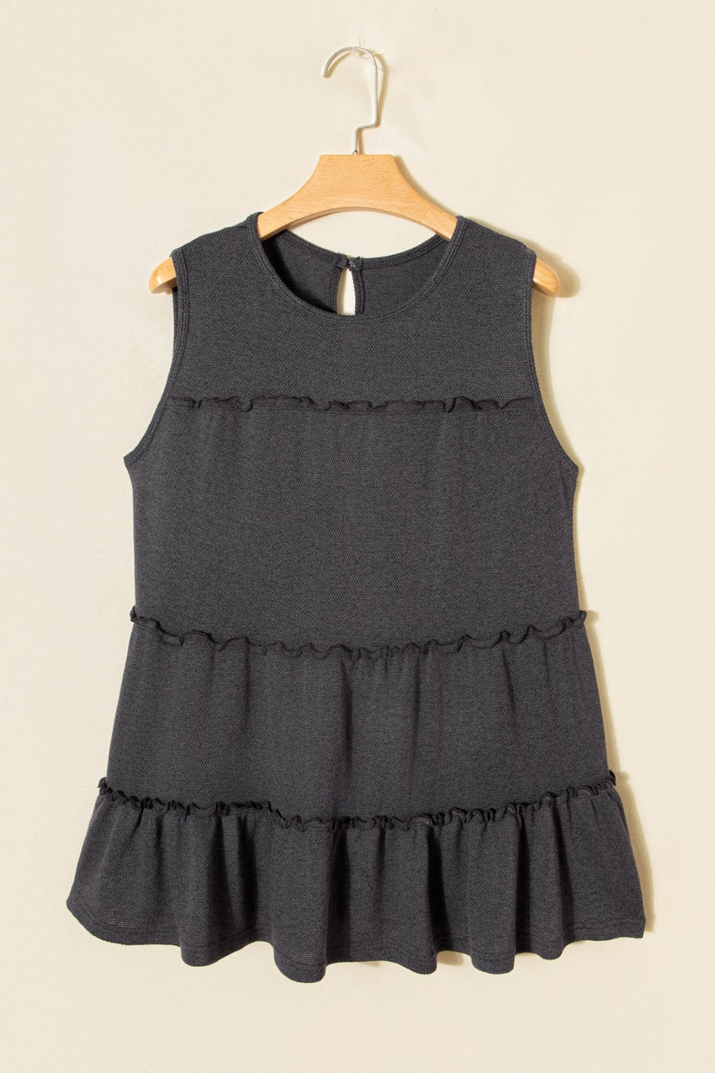 Solid Frilled Ruffle Tiered Tank Top - Rooted & Reckless Co.