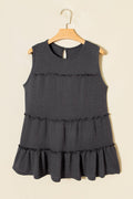 Solid Frilled Ruffle Tiered Tank Top - Rooted & Reckless Co.