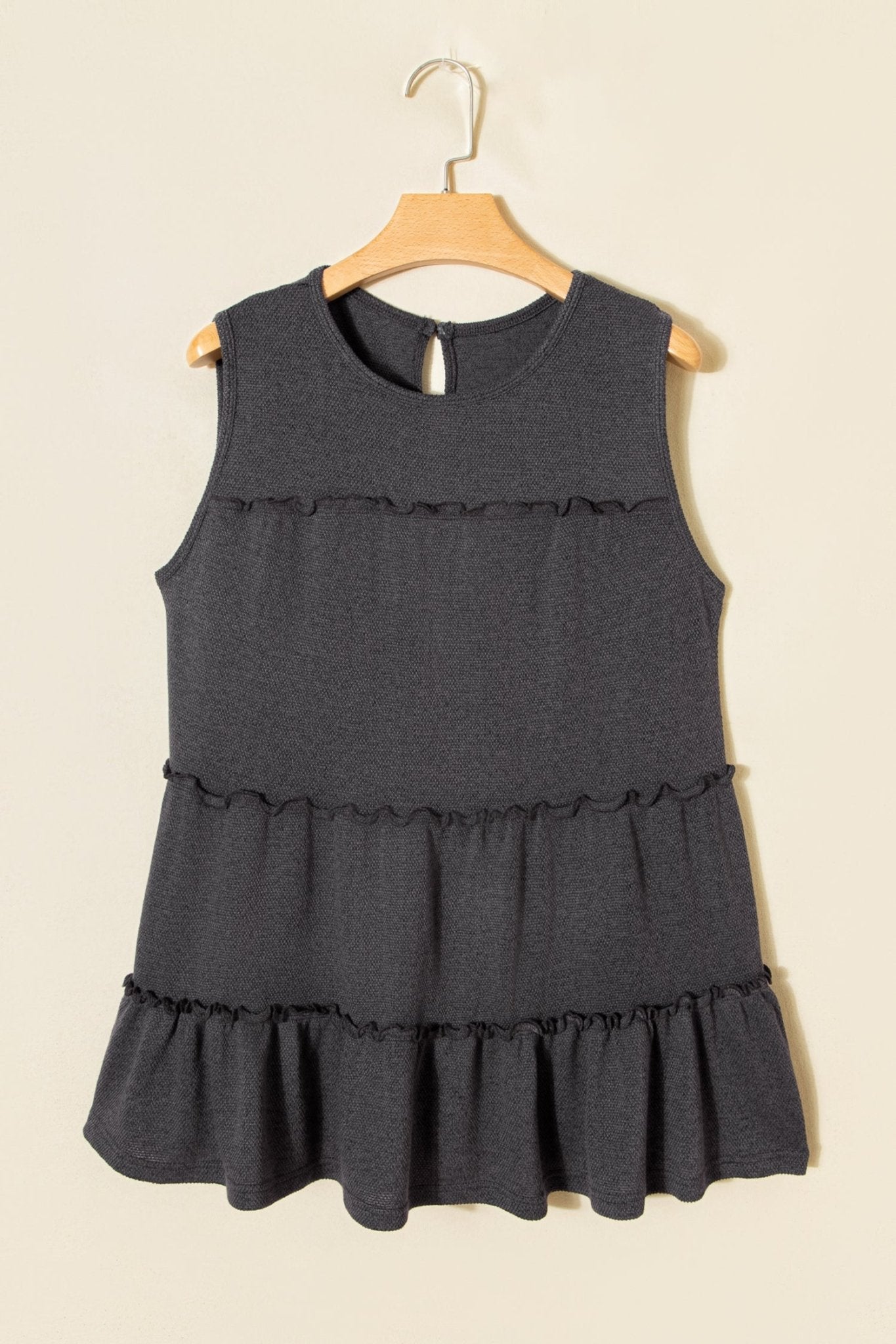 Solid Frilled Ruffle Tiered Tank Top - Rooted & Reckless Co.
