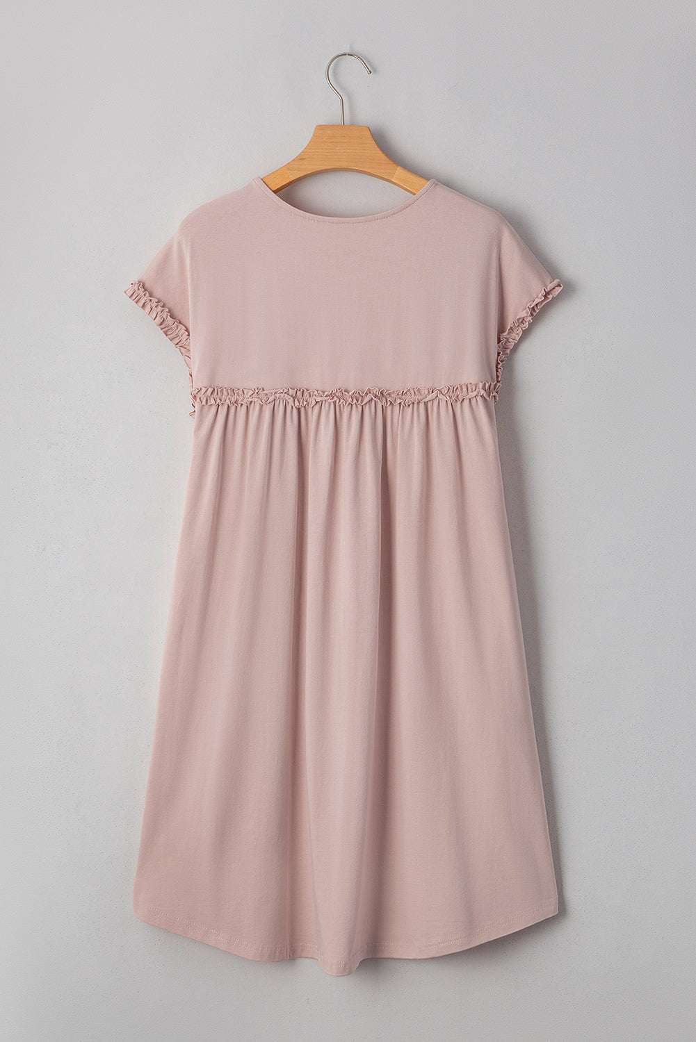 Solid Frilled Trim Short Sleeve Mini Dress - Rooted & Reckless Co.