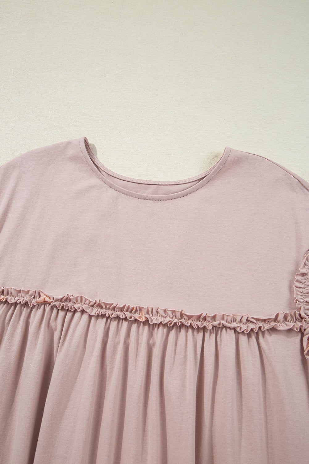 Solid Frilled Trim Short Sleeve Mini Dress - Rooted & Reckless Co.