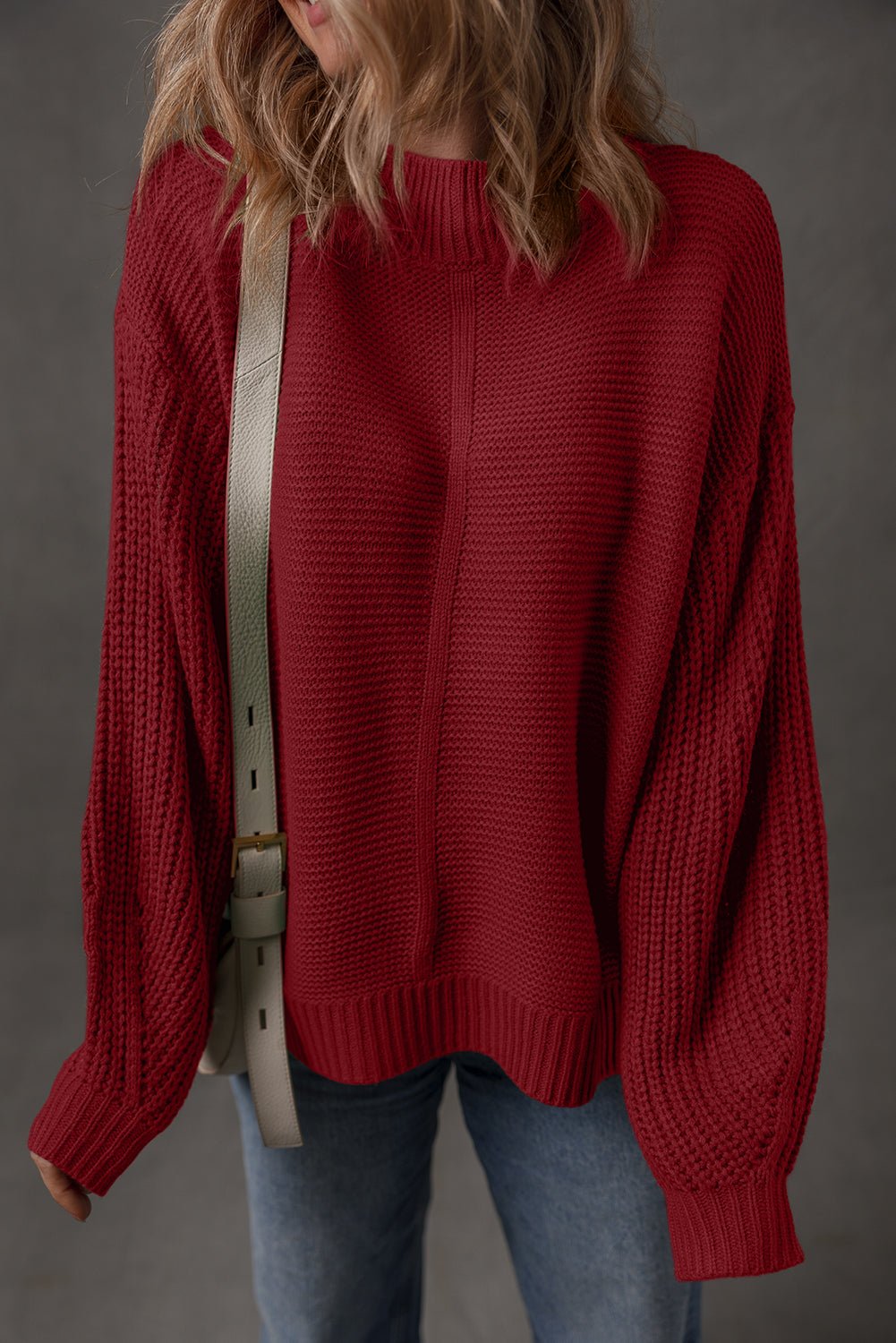 Solid Front Seam Drop Shoulder Sweater - Rooted & Reckless Co.