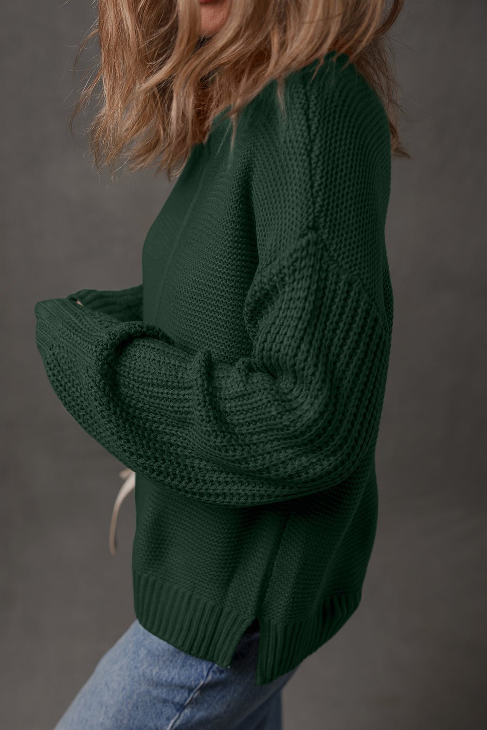 Solid Front Seam Drop Shoulder Sweater - Rooted & Reckless Co.