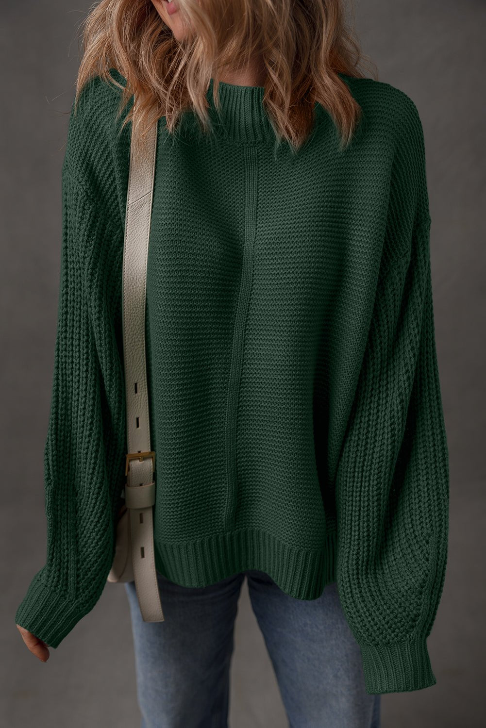Solid Front Seam Drop Shoulder Sweater - Rooted & Reckless Co.