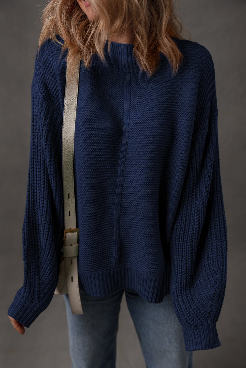 Solid Front Seam Drop Shoulder Sweater - Rooted & Reckless Co.
