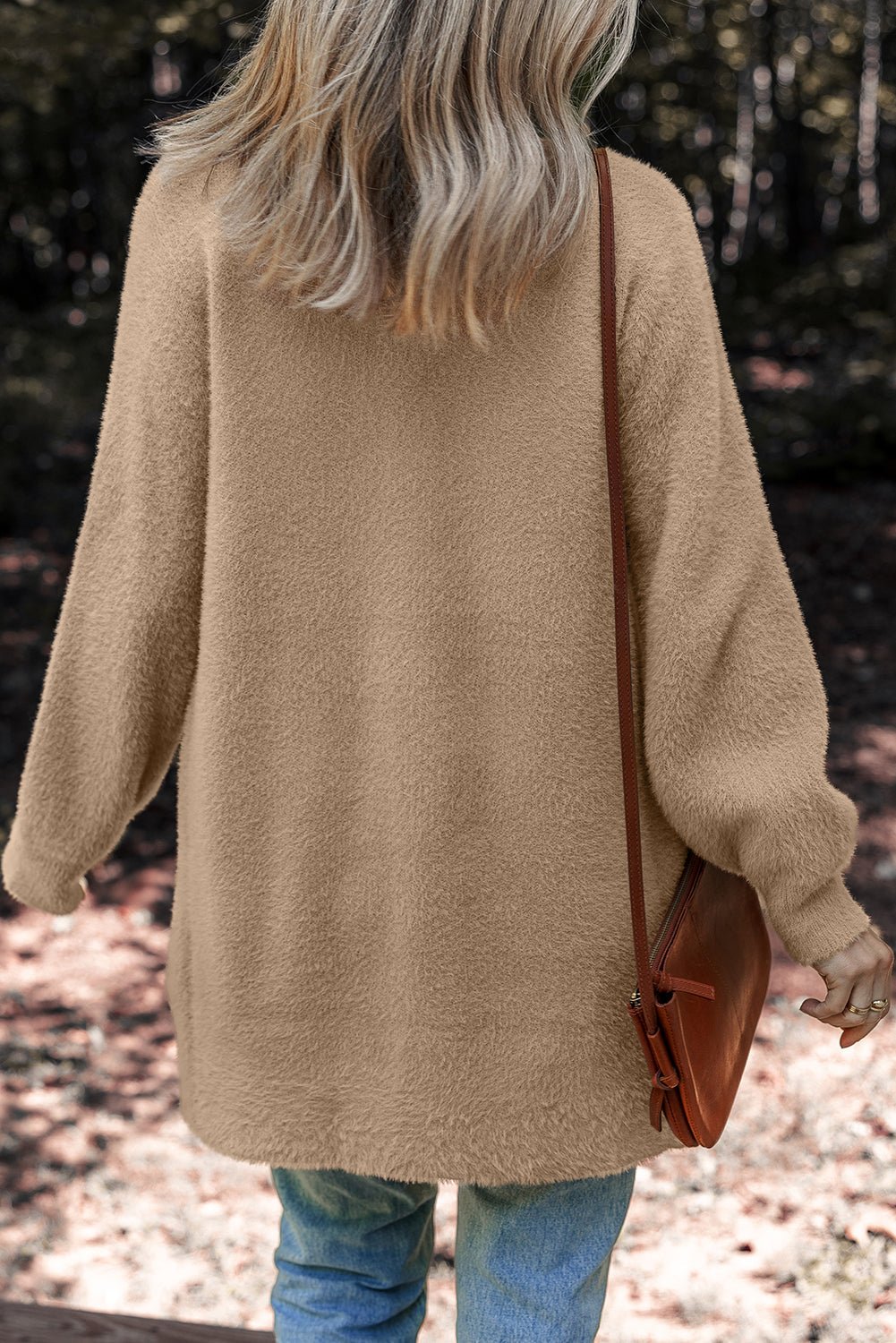 Solid Fuzzy Button-Front Cardigan - Rooted & Reckless Co.
