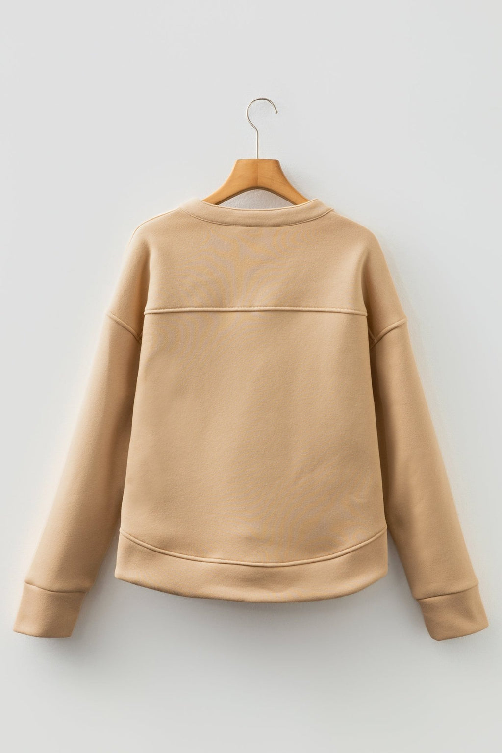Solid Grommet V-Neck Drop Shoulder Sweatshirt - Rooted & Reckless Co.