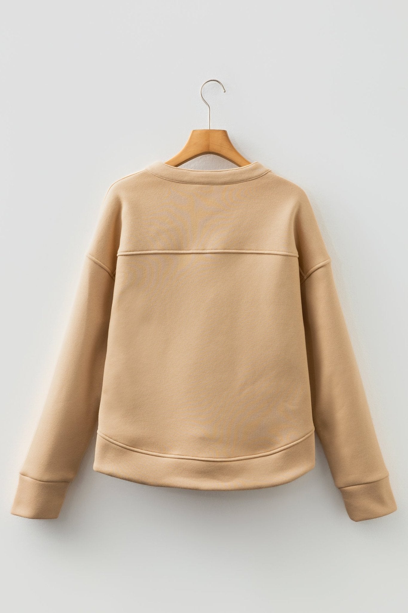 Solid Grommet V-Neck Drop Shoulder Sweatshirt - Rooted & Reckless Co.