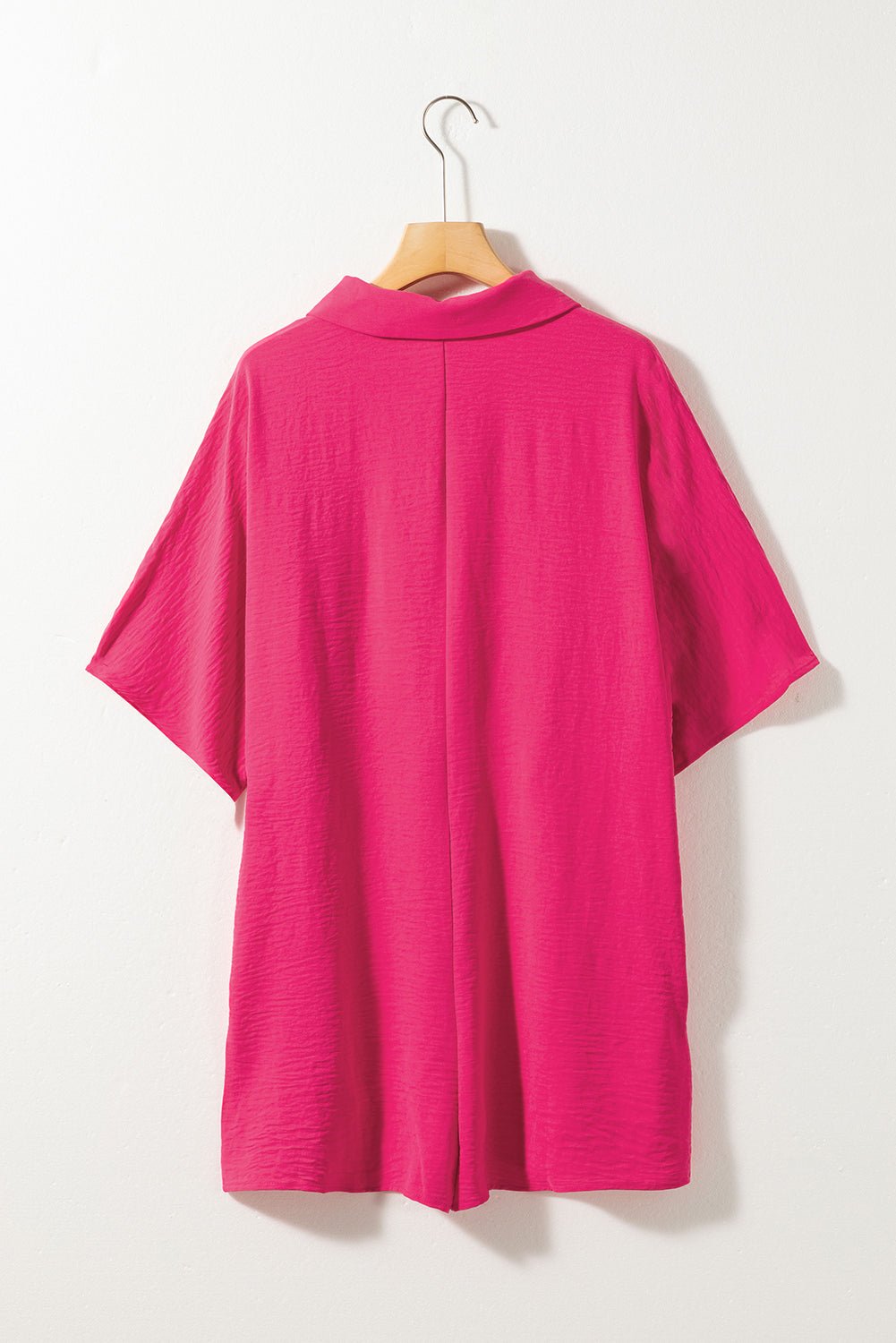 Solid Half Buttoned Collar Loose Romper - Rooted & Reckless Co.