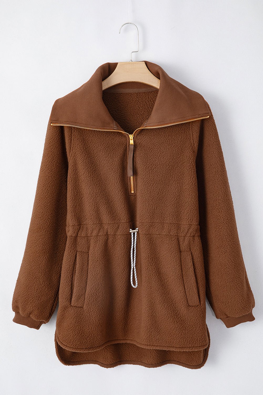 Solid Half-Zip Fleece Pocketed Sweatshirt - Rooted & Reckless Co.