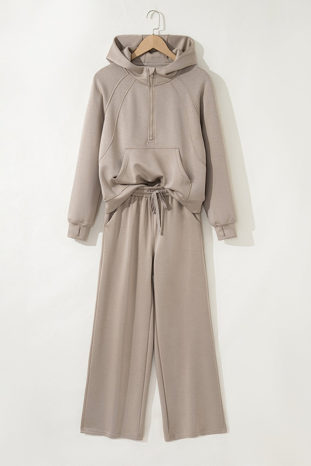 Solid Half-Zip Hoodie and Pants Set - Rooted & Reckless Co.