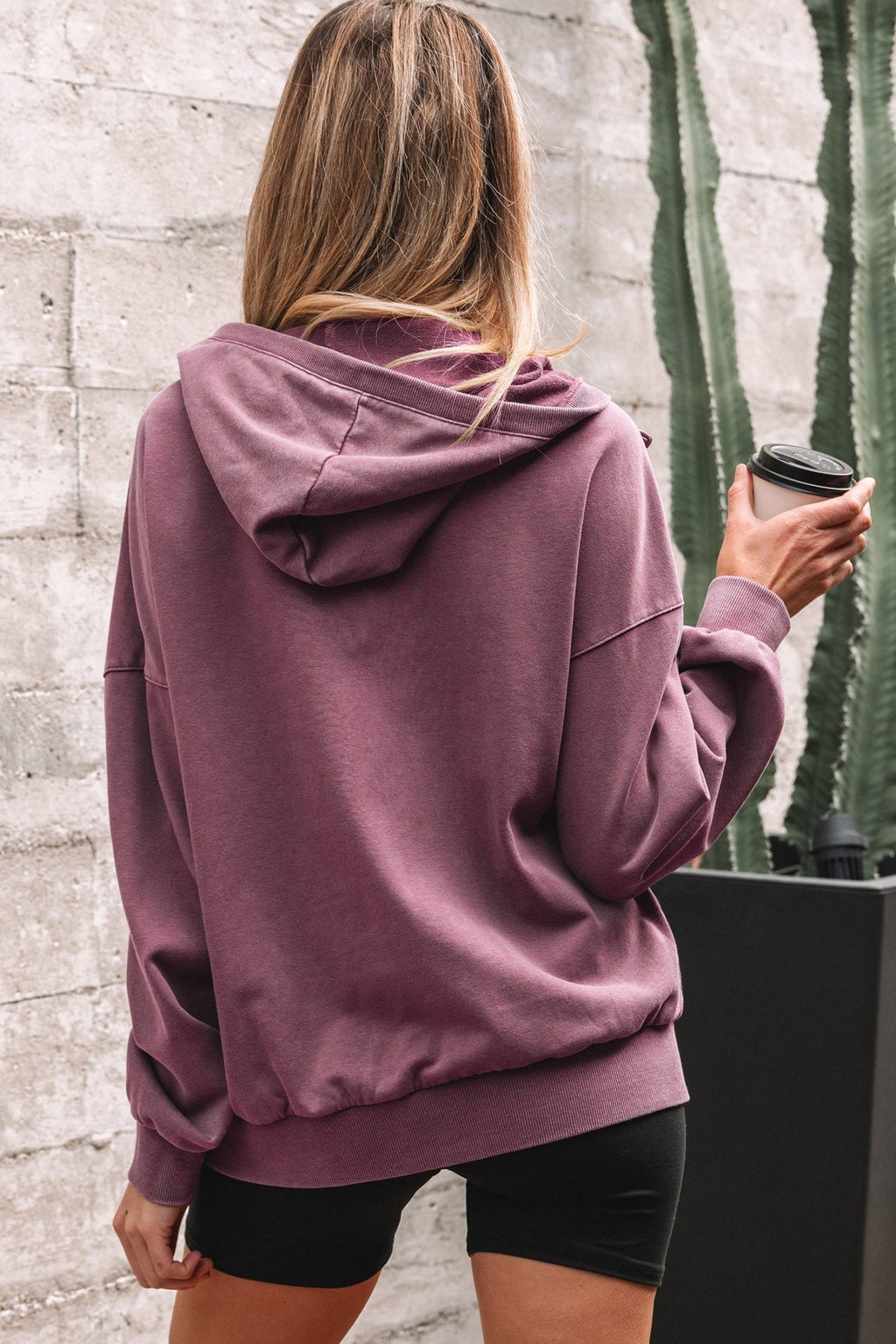 Solid Half-Zip Kangaroo Pocket Baggy Hoodie - Rooted & Reckless Co.