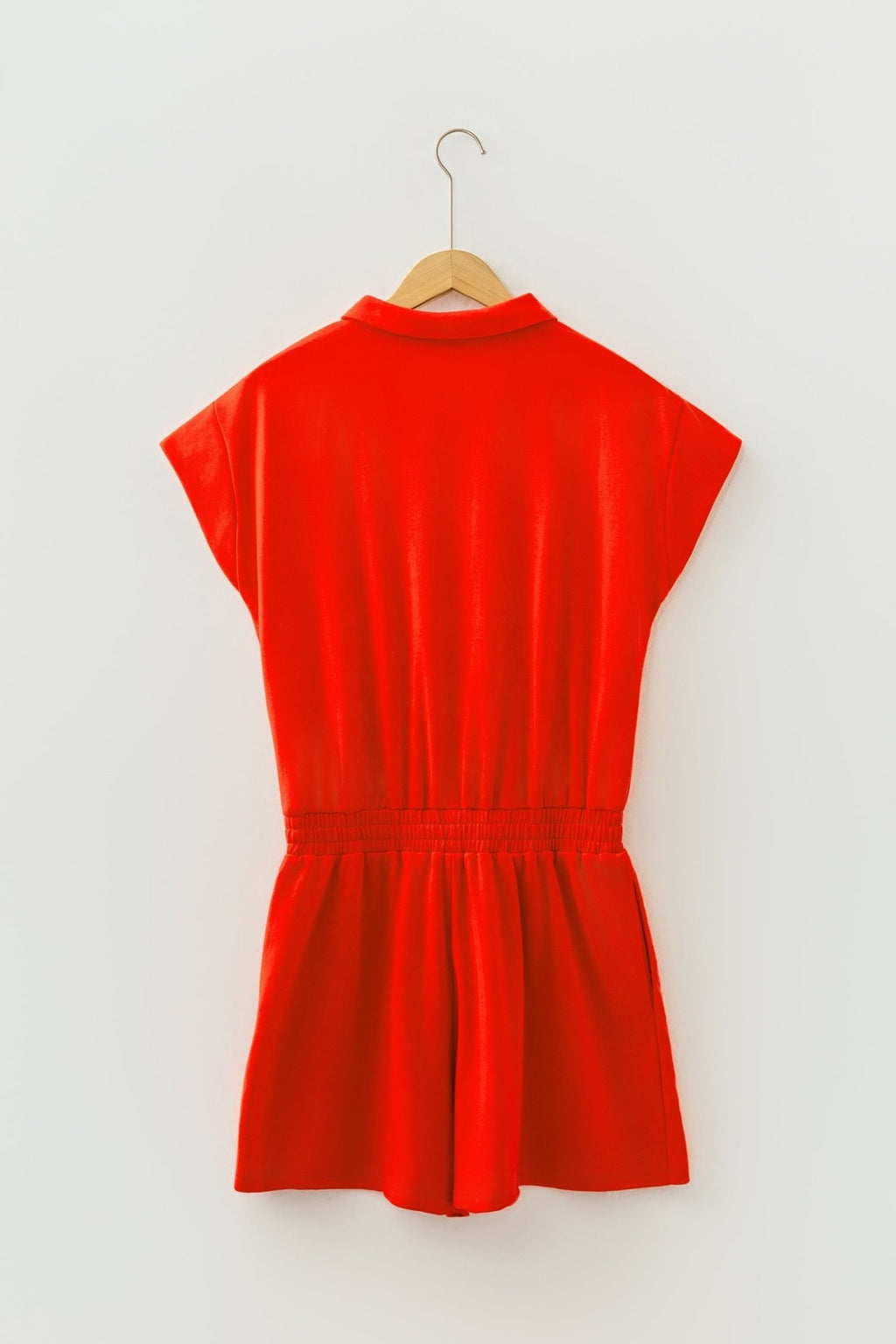Solid Half Zip Polo Tee Elastic Waist Romper - Rooted & Reckless Co.