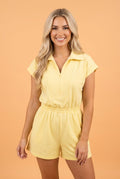 Solid Half Zip Polo Tee Elastic Waist Romper - Rooted & Reckless Co.