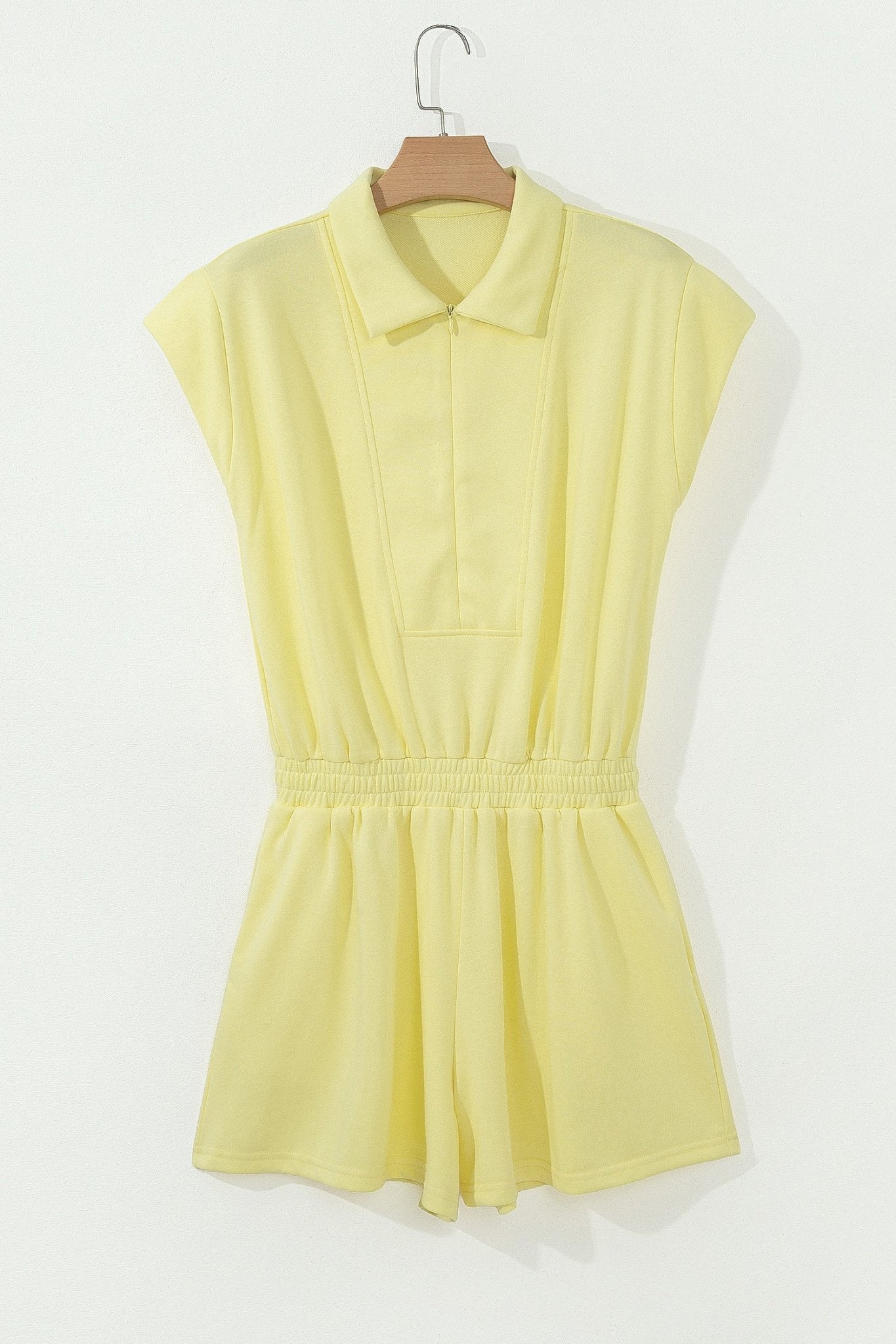 Solid Half Zip Polo Tee Elastic Waist Romper - Rooted & Reckless Co.