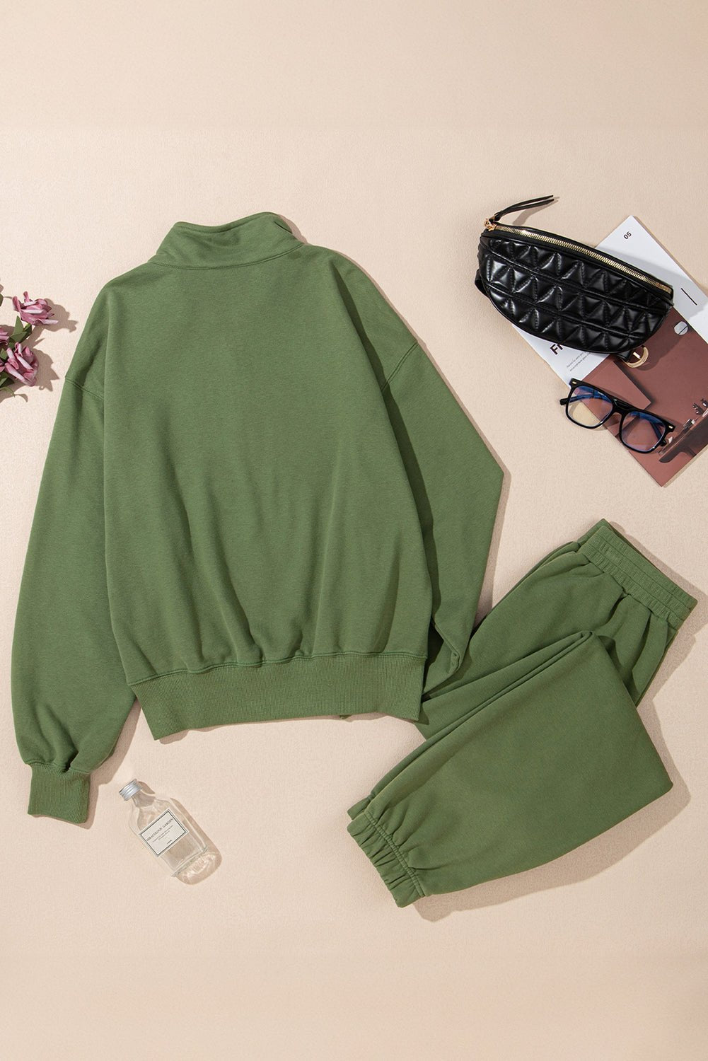 Solid Half Zip Pullover Top and Joggers Set - Rooted & Reckless Co.