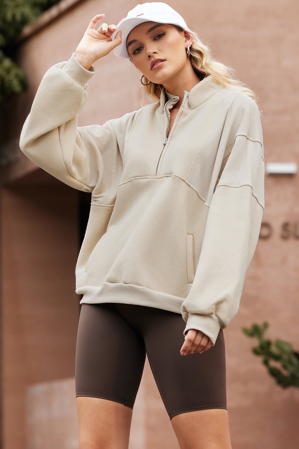 Solid Half-Zip Reverse Seam Pocketed Sweatshirt - Rooted & Reckless Co.