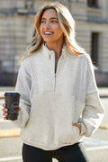Solid Half-Zip Reverse Seam Pocketed Sweatshirt - Rooted & Reckless Co.