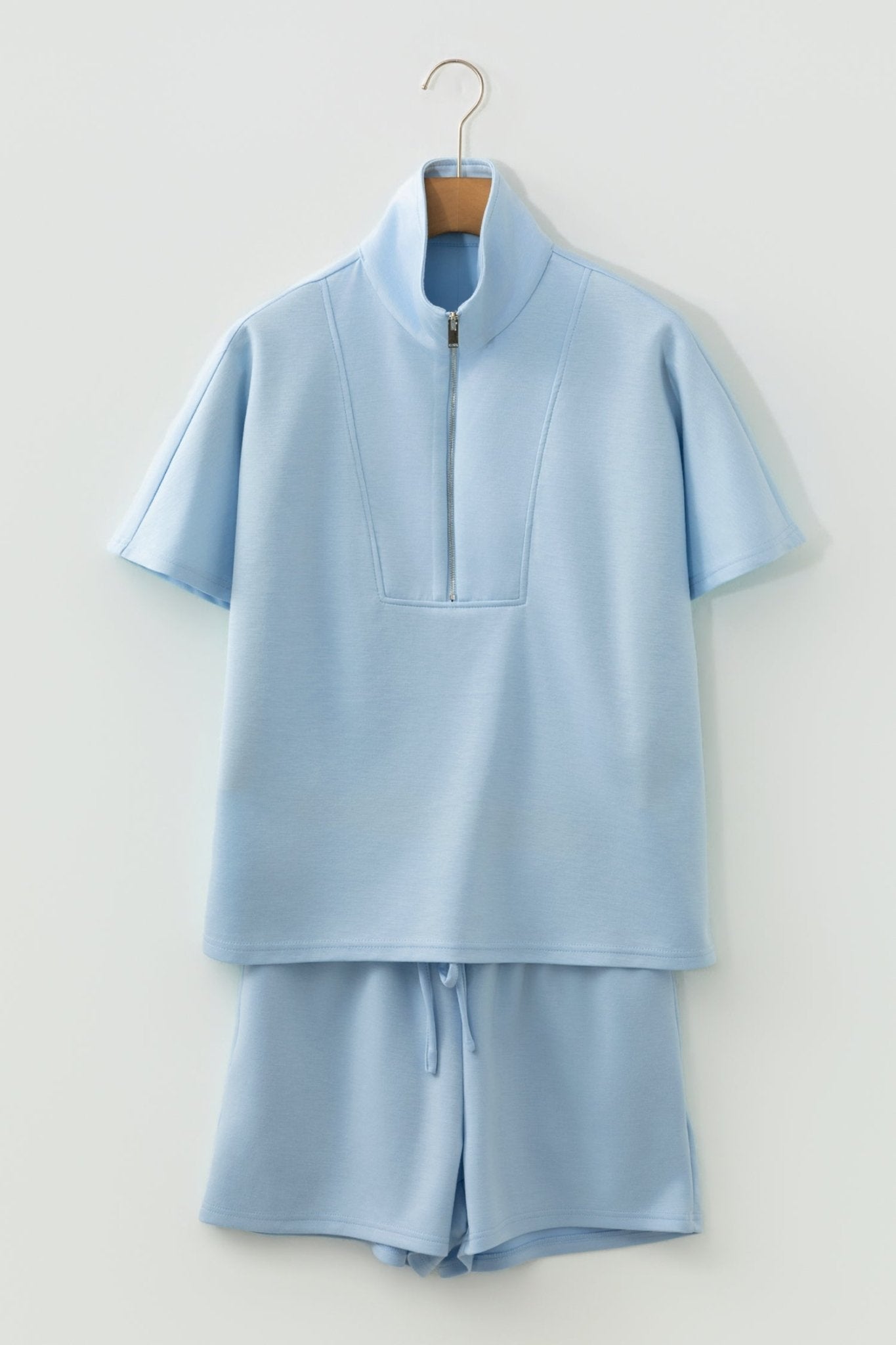 Solid Half Zip Sweatshirt and Shorts Set - Rooted & Reckless Co.