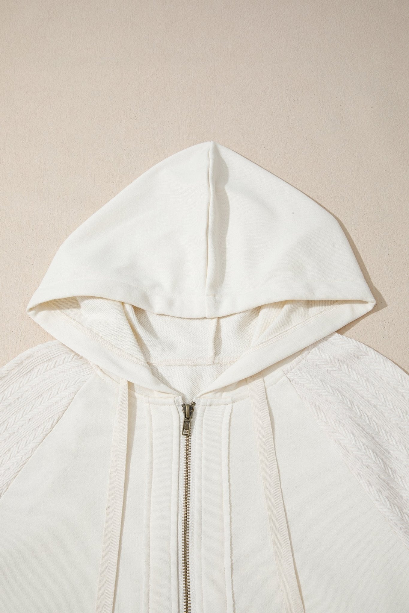 Solid Half-Zip Textured Patchwork Sleeve Hoodie - Rooted & Reckless Co.