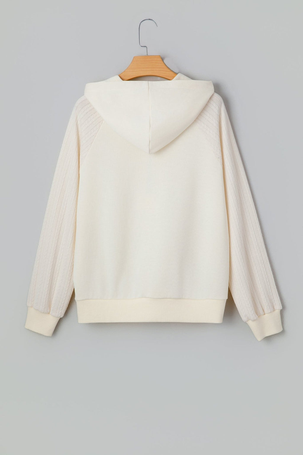 Solid Half-Zip Textured Patchwork Sleeve Hoodie - Rooted & Reckless Co.