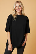 Solid High Neck Oversize Tee - Rooted & Reckless Co.