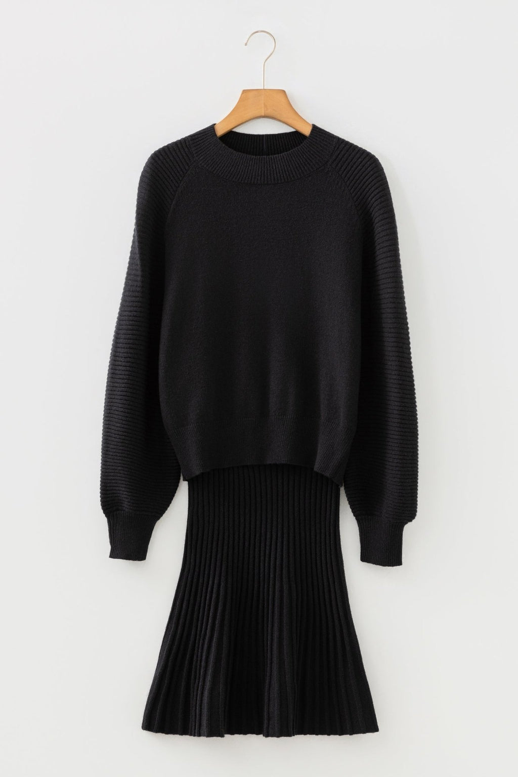 Solid High Neck Sweater and Pleated Mini Skirt Set - Rooted & Reckless Co.
