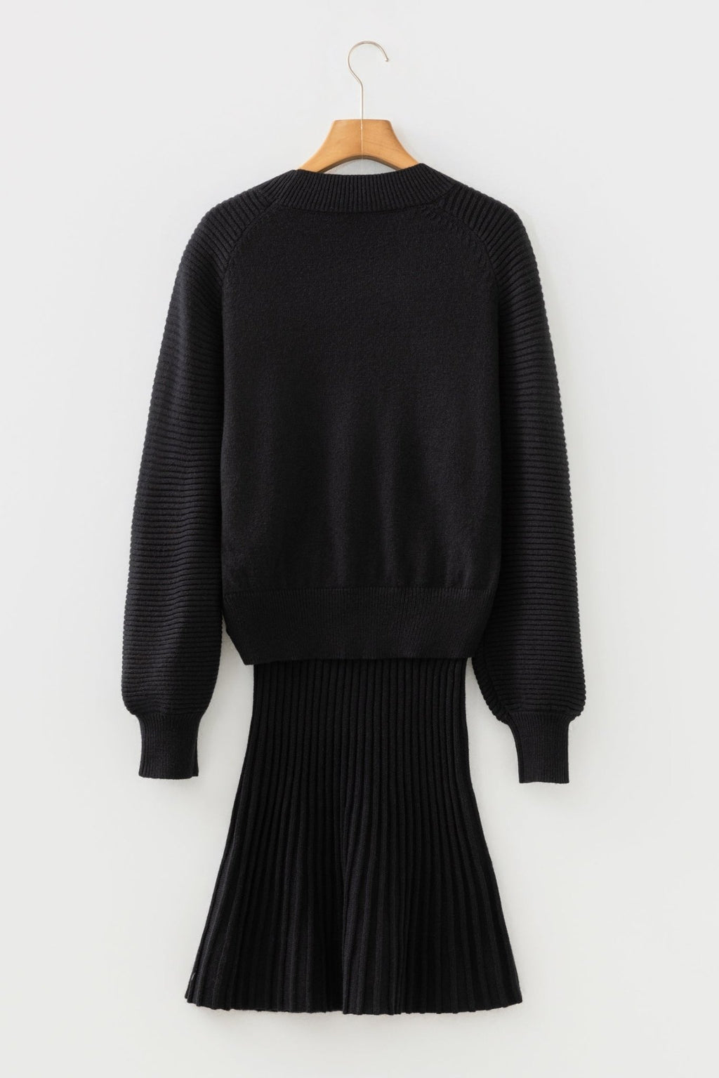 Solid High Neck Sweater and Pleated Mini Skirt Set - Rooted & Reckless Co.