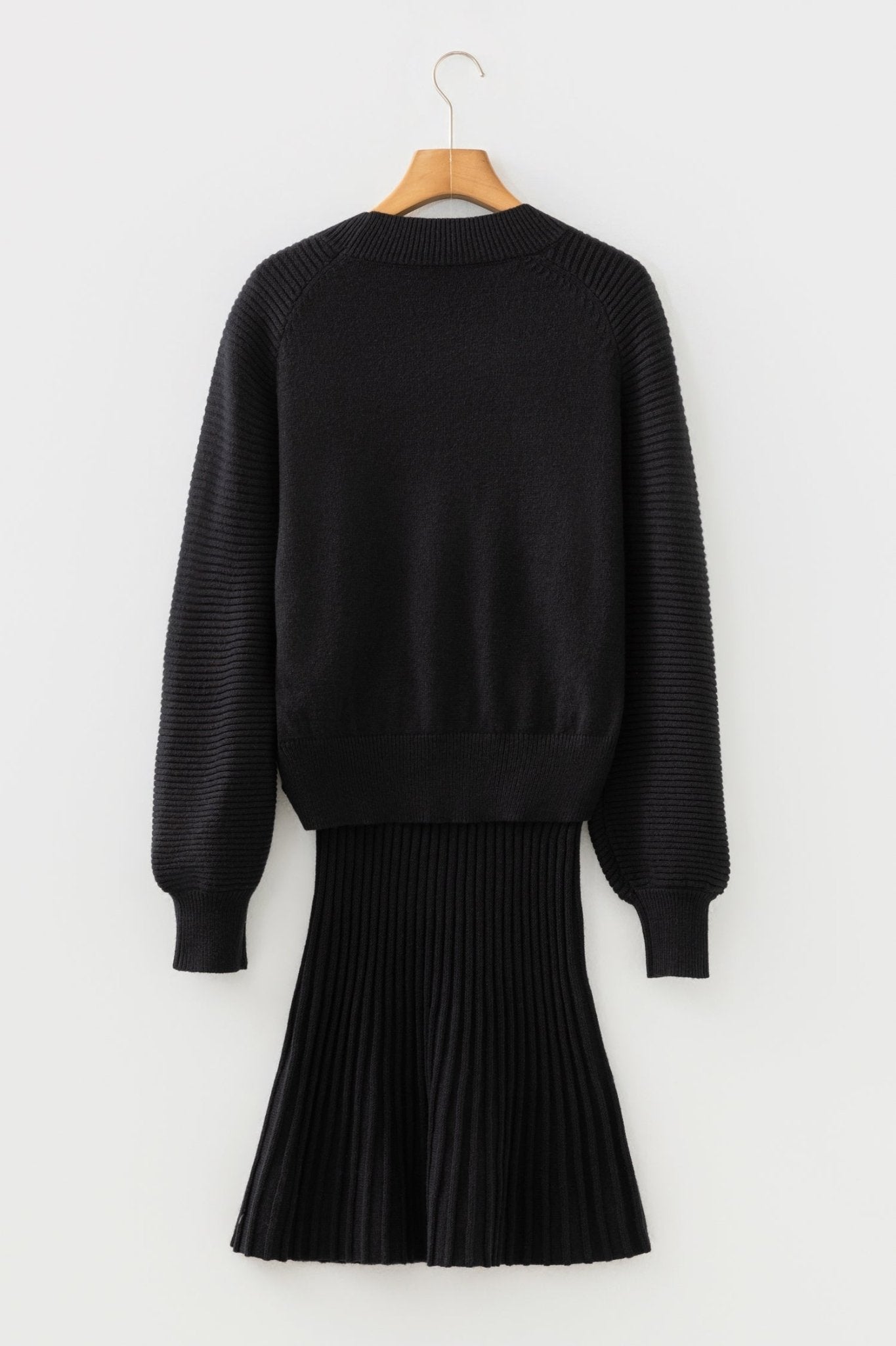 Solid High Neck Sweater and Pleated Mini Skirt Set - Rooted & Reckless Co.